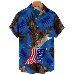 Mens American Flag 3D Print Print Shirt Shirt Hawaiian Style Casual Lake Summer Beach Top 240415