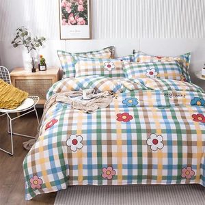 Bedding Sets Pure Cotton Brushed Classic Set Cover Pillow Case Bed Sheet Color Striped Flowers Soft Comfortable