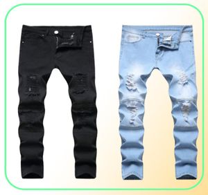 Men039s Spodnie Plus Dżinsy Man Białe średnią talię dżins rozerwany chuda dla mężczyzn Jean Casual Fashion Pant 18207690104