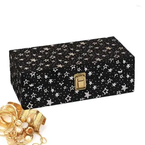 Storage Boxes Star Velvet Box Cosmetic Bag Toiletry Package Case Wood Jewelry Organizer Display Earrings Holder Accessories