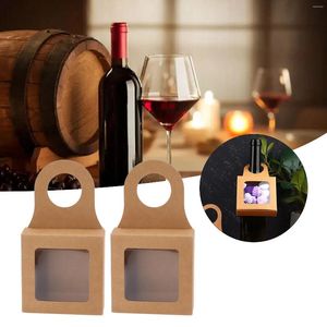 Enrolamento de presentes 25 contagem Kraft Paper Wine Bottle Box com gancho pendurado Janela dobrável caixas