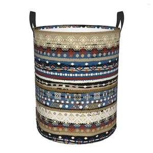 Laundry Bags Folding Basket Ethnic Boho Tribal Art Dirty Clothes Toys Storage Bucket Wardrobe Clothing Organizer Hamper