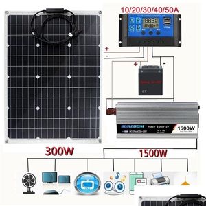 Güneş Panelleri 1500W Güç Sistemi İnvertör Kiti 600W Panel Pil Şarj Cihazı Komple Denetleyici Ev Izgara Kampı Telefon 221104 Bırakma Teslimat DH0SP