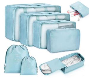 8pcs Travel Home Clothes Quilt Blanket Storage Bag Set Shoes Partition Tidy Organizer Wardrobe Suitcase Pouch Packing Cube Bags3715296