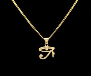 316L rostfritt stål guldfärg egyptisk ögat på Horus hänge halsband hiphop wedjat ögonhalsband för unisex smycken92861305107323