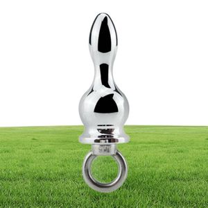 30105cm 98g Small size pull ring Crystal Metal Anal plug Booty Silver Stainless steel Jewelry butt plug Sex toys Product5646533