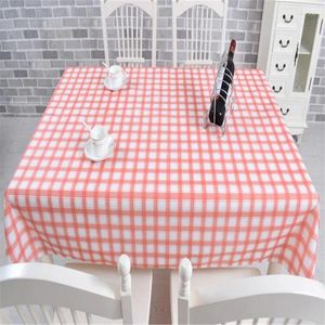 Table Cloth 137cm Width Blue Red Plaid Golden Colour PVC Tablecloth Water Oil Proof Kitchen Antependium