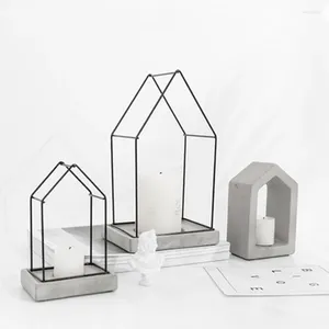Candle Holders Modern Holder Geometric House Wedding Centerpieces Container Portavelas Metal Iron Lantern Big 3D Simple Menorah X