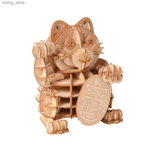 3D Puzzles 3d DIY Lucky Cat Puzzles Toys Assembly Construtor Blocks Blocks Kits para crianças adultos