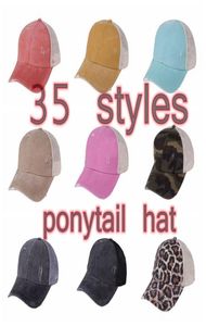 CRISS CROSS PONYTAIL HATS 35 COLORS WASHED MESH BUN CAMO LEOPARD BASEBALL CAP OUTDOOR SPORTS TRUCKER HAT CYZ31851188900