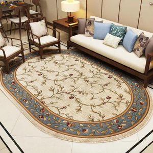 Carpets Pastoral Oval For Living Room Home Decor Rugs Bedroom Sofa Coffee Table Floor Mat Thick Polypropylene Area Rug