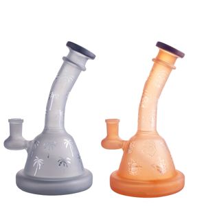 7.4inch Grey and Orange Color Frosted Patterns High Quality Quartz Dab Rig Water Pipe with Glass Bowl Smoking Accessories for Hookahs H4966