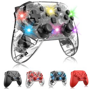 GamePads Private Switch Wireless Game Controller vaknar kontinuerlig SwitchPro Bluetooth Transparent spelkontroll med ljus