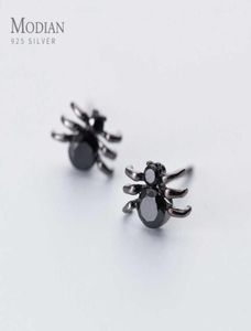 Rock Black Zircon Fashion Spider Studörhängen för kvinnor öron Studs Jewelry Girls Kids 925 Sterling Silver 2107073136991