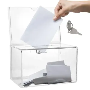 Gift Wrap Raffle Box Lockable Acrylic Donation Multipurpose Clear Ballot Storage For Election Public Welfare Donations