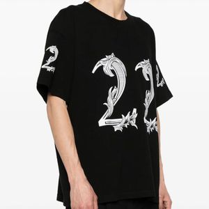Moda Menção de camiseta masculina Padrão de carta adesiva de manga curta casual camiseta feminina High Street 22 Roupas Top S-XL