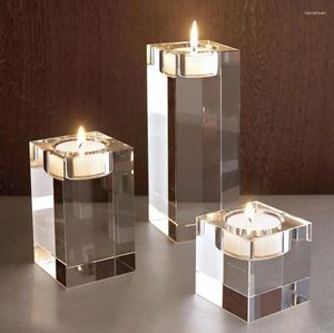 Ljushållare K9 Crystal Cylinder Vases Tea Light Candles Holder Base Wedding Party Decor for Home Decoration Accessories
