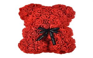 Rose Flower Bear helt monterad 10 tum Hugz Bear Artificial Flowers Gift for Mothers Day Valentines Day Anniversary Bridal Show4165963