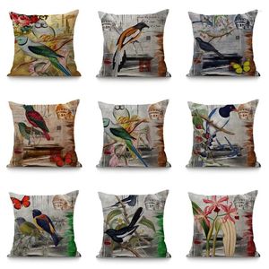 Pillow Decorative Cover Bird Throw Pillowcase 45x45cm Seat Retro Style Case Home Decor