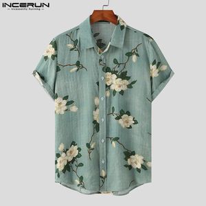 Männer Hawaiian Hemd Blumendruck Drapel Short Sleeve Streetwear Casual Clothing Urlaub Urlaub Freizeithemden S5xl Incerun 240415