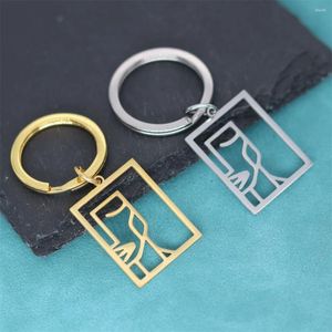 Keychains Nedar Geometric Abstract Artistic Pendant Key Chain Minimalist Woman Face Linetype Keyring rostfritt stål Purse Bag Keychain