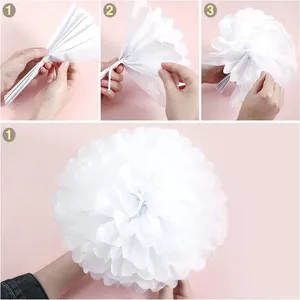 Flores decorativas 18pcs papel bola de flores artesanal pompons para festas de jardim em casa aniversário de casamento