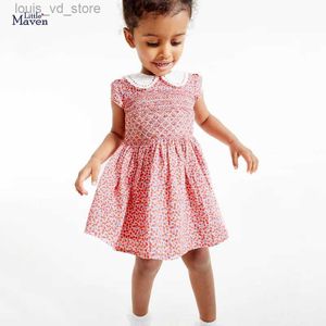 Abiti da ragazza Little Maven 2024 Abito estivo NABINA BASCHI CATTON Floral Casves Abiti per bambini per bambini bambini da bambino da 2 a 7 anni T240415