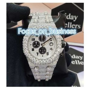 Material de aço inoxidável de qualidade premium VVS Clarity Moissanite Diamond Crayd Countd Weld Relógios para joias finas femininas masculinas