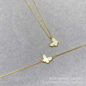 Designer V Gold High Edition VAN Butterfly Necklace Female Four Leaf Grass White Fritillaria Bracelet Small Mini Lucky Collar Chain