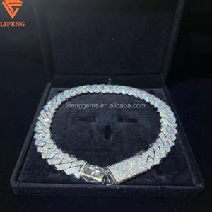 Pass Diamond Miami Hip Hop Jewelry Vvs Stone Moissanite 925 Sterling Silver Necklace Cuban Link Chain for Men