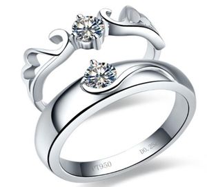 Angel Wing Solid 18K 750 White Gold Couple 025Ct025Ct Diamond Lover039s Wedding Rings His and Her Love Promise Ring7963181