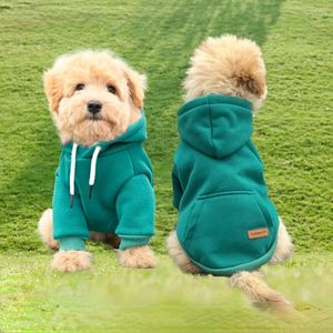 Hundekleidung weich gebürstete Fleece Hoodie mit Tasche für Hunde Pullover Kleidung monochromes Sweatshirt