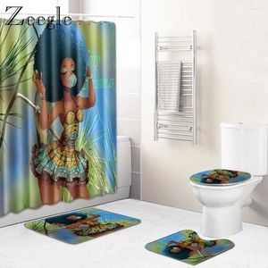 Tappetini da bagno zeegle water tenda set di cartone animato creativo anticello piede decorazione del tappeto pavimento assorbimento d'acqua