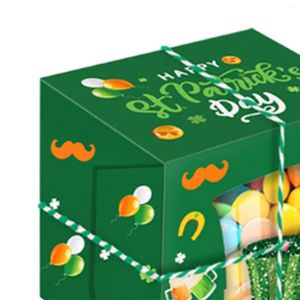 Opakowanie prezentów 12PCS St Patrick's Day Box Pudełka Treat pudełka małe prezent z oknem wyświetlacza do cukierków ciastka Piętro przyjęte