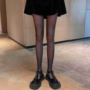 Socks Hosiery Pantyhose Woman Spring and Summer Blue Butterfly Thin Sexy Long Stockings for Women