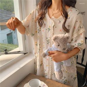 Women's Sleepwear Pajamas Dress Mid Length Loose Cute Korean Version And Robe Bath Bathrobe Home Wear Onesie Nightwear Woman