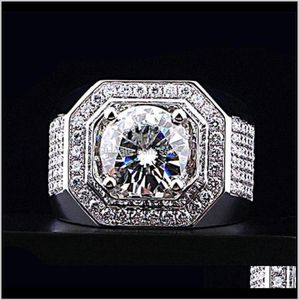 Rings Luxury Jewelry Male 925 Sterling Sier Round Cut White Topaz Pave Cz Diamond Gemstones Men Wedding Engagemen8419900