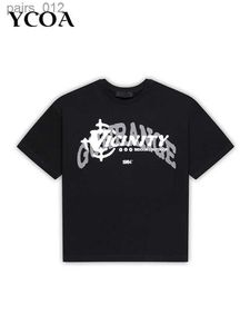 Męskie koszulki Męskie T-shirt Ultra-Fine Cotton Y2K Street Clothing Hip-Hop Harajuku Eesthetics Korean Fashion Letter z krótkim rękawem