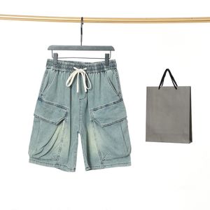 Mäns denim shorts designer 2024ss vår/sommar ny avslappnad tungt arbete gammalt tvätt knä längd fashionabla arbetskläder multi pocket jeans us size xs-l