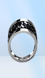 whole 50pcsLot top men women stainless steel chain spinner rings fashion jewelry party gifts Punk Style biker ring9898668