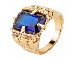 FDLK Vintage Royal Family Natural Crystal Blue Crystal Ring Gold Color Men039s Wedding Ring Storlek 7 8 9 10 11 12 13 143330540