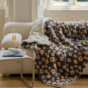 Filtar litterära blommor jacquard lamm varm filt för arbete resor soffa täcker sängöverdrag kast korall fleece hem dekoration