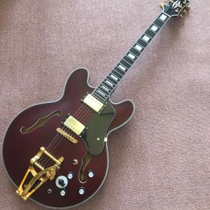 Guitar Free Delivery, Jazz Electric Guitar, Hollow Fhole Matte Paint, Gold Hardware, Customizable Electric Guitar