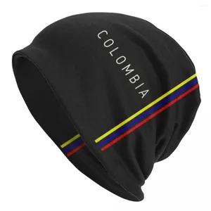 Berets Colombia Flag Skullies Beanies Caps Streetwear Зимние теплые мужчины Женщины вязаная шляпа для взрослых Unisex Colombian Pride Hats Hats