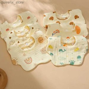 Bibs Burp Cloths Cotton Gauze Baby Bib Babies Accessories Newborn Baby Apron Feeding Bib 6 Layer Muslin Burp Cloths Kids Saliva Towel New Born Y240415Y240417JLI7