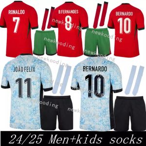 cheap 2024 Euro Cup Portuguesa Portugal Soccer Jerseys women Men Kids Kit socks 24 25 National Team RONALDO B.FERNANDES JOAO FELIX FERNANDES player Fan Football Shirt