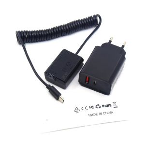 Зарядные устройства USB Тип C Кабель адаптера ACPW20 NP FW50 ПЛАНГАКА ПД для Sony ZVE10 A6500 A6300 A6000 SLTA55 NEXC5 NEX5N QX1