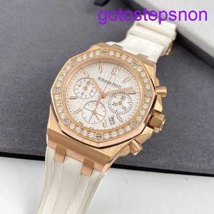 Designer AP Wrist Watch Royal Oak Offshore Series 26231or Rose Gold White Plate Folding Spuckle Womens Fashion Leisure Business Sports Machinery Watch