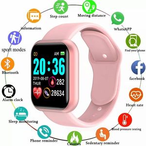 D20 Smart Watch Erkek Kadınlar Su Geçirmez Bluetooth Sport Fitness Bilezik Herat Hızı Kan Oxygen Y68 Android IOS için Akıllı Bant