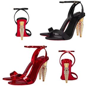 Special Designer Open Toe Stiletto Heel With Box Diamond Inlay Justerbar band Kvinnor Skor Dazzling Party Office Summer Luxury Women Sandals